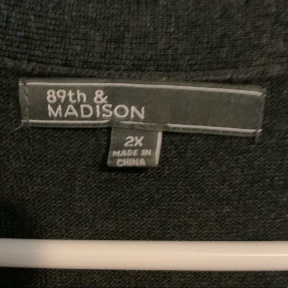 89th & Madison Grey Charcoal Sweater Duster Vest - Picture 2 of 3